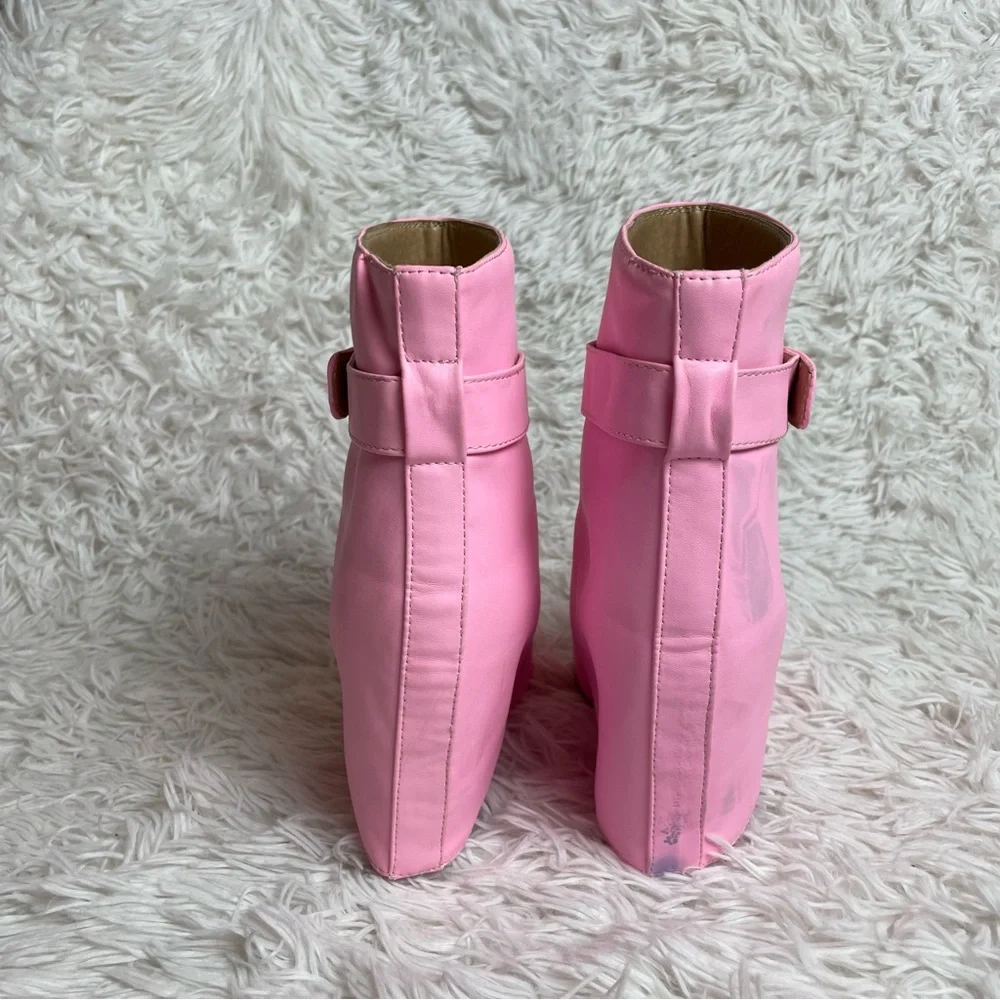 Azalea Wang Pink Foldover Ankle Boots Marley Faux Leather Dolls Kill - Picture 14 of 15